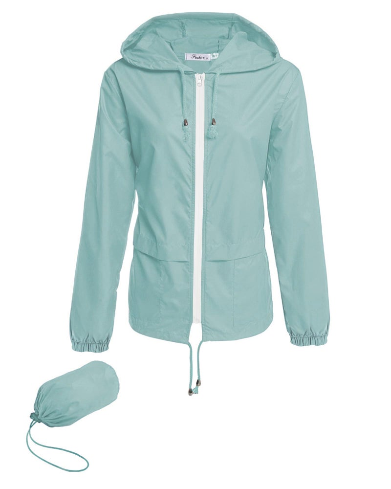 Hount Women's Lightweight Hooded Raincoat Waterproof Packable Active Outdoor Rain Jacket (XXL, Light Green) - Image 1